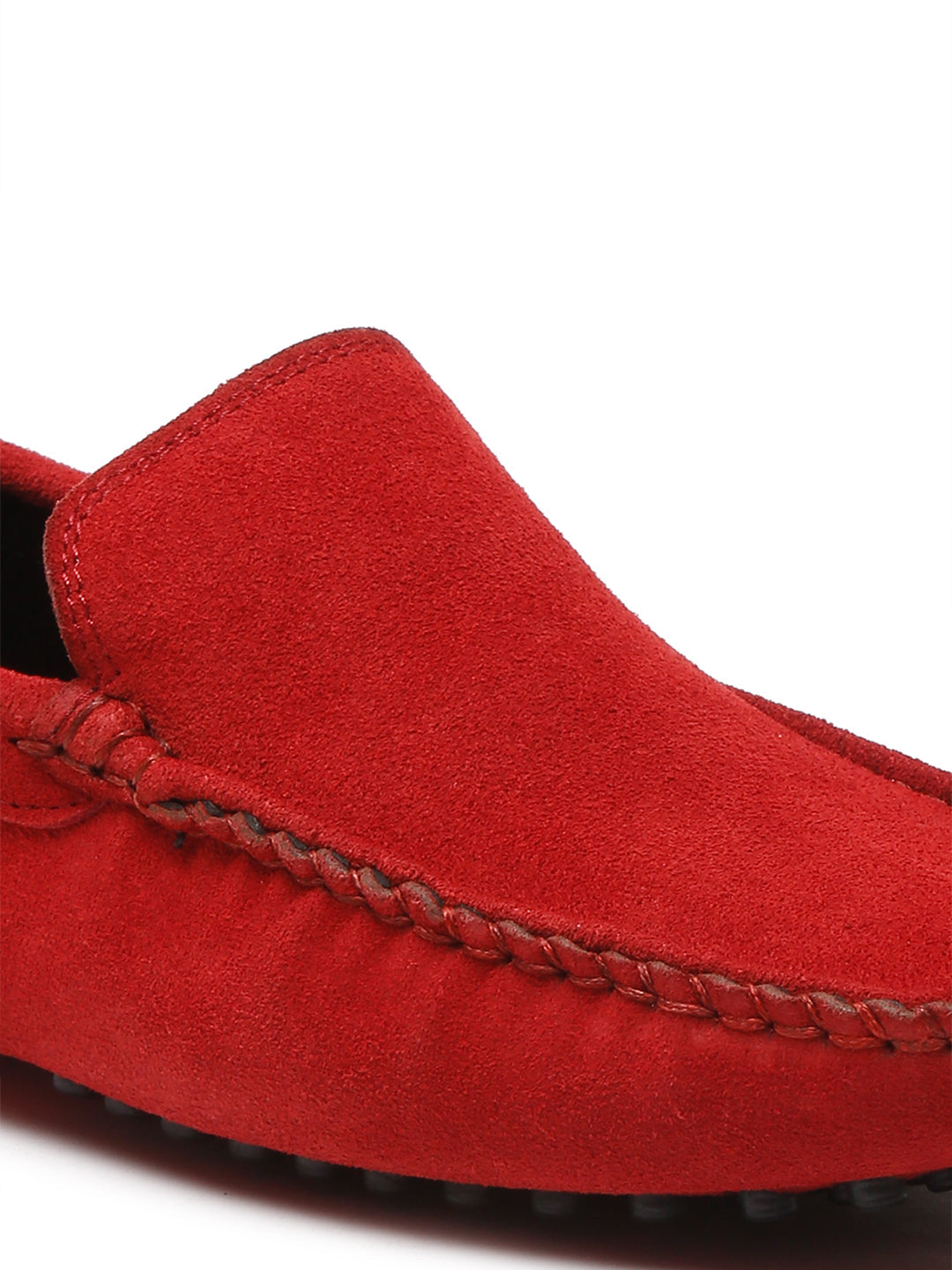 Ferrari Red Handmade Italian Suede Leather Slip-On Penny Loafers
