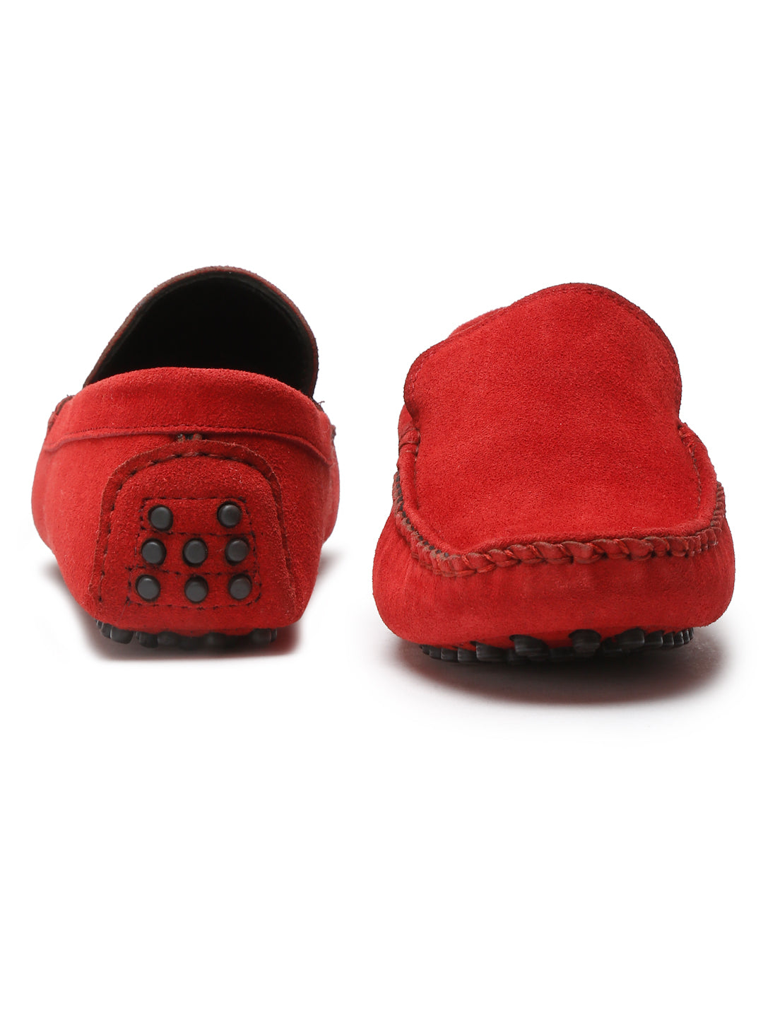 Ferrari Red Handmade Italian Suede Leather Slip-On Penny Loafers