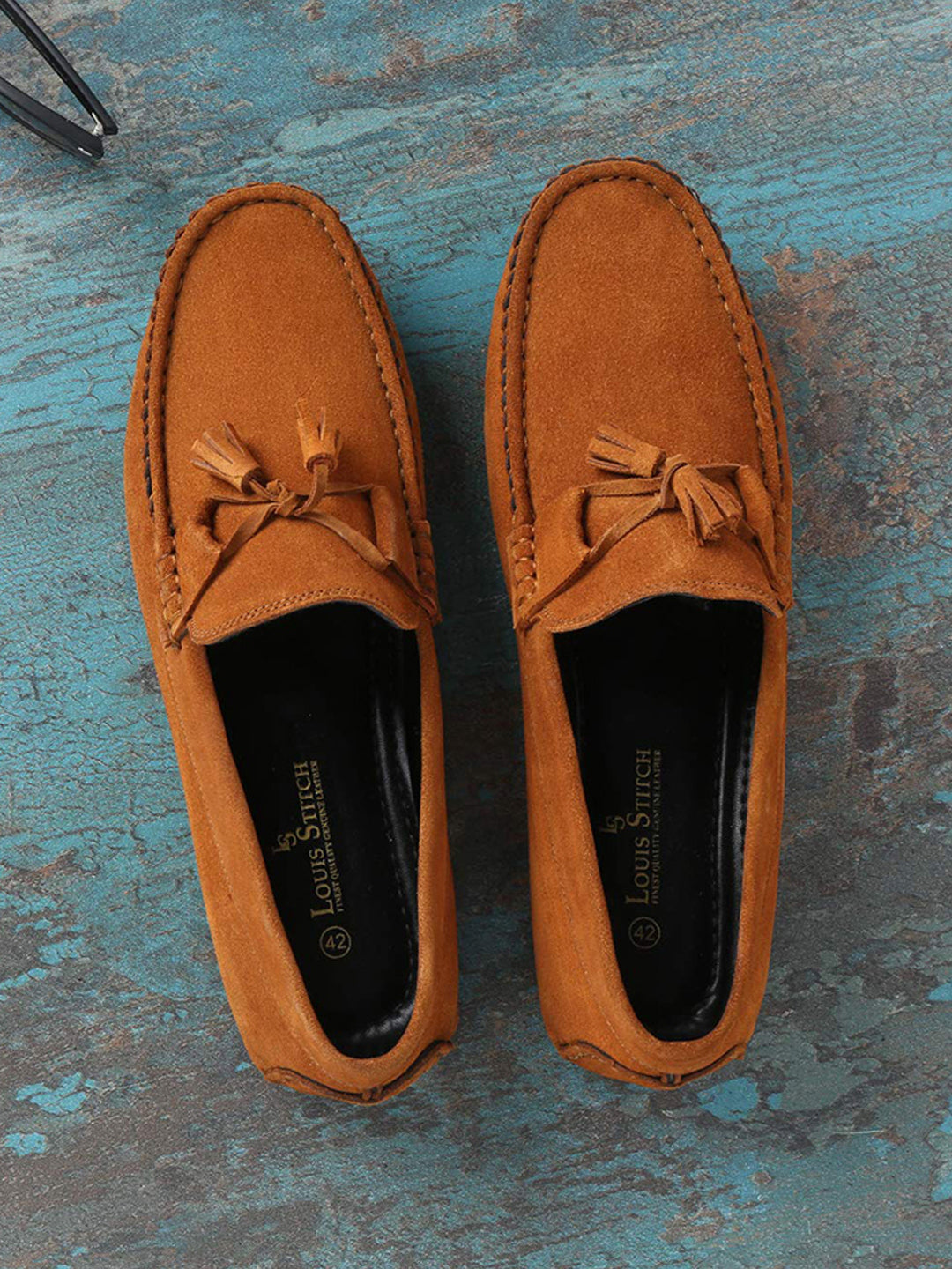 Tortilla Brown Handmade Italian Suede Leather Penny Tassel Loafers