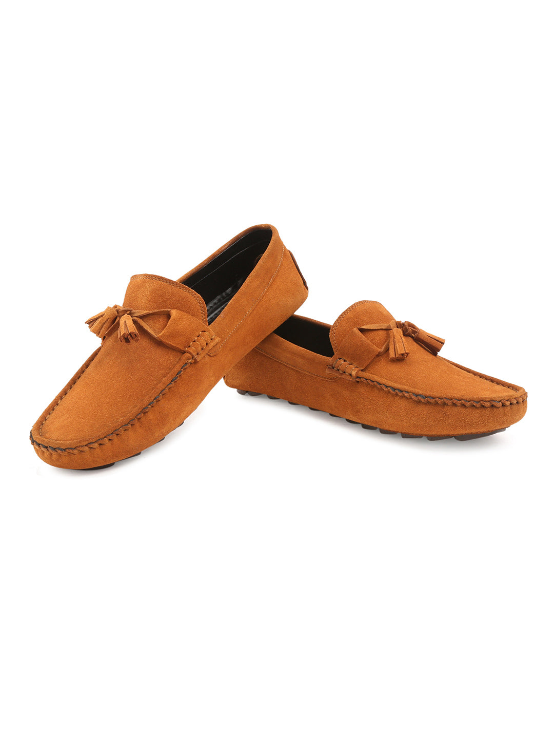 Tortilla Brown Handmade Italian Suede Leather Penny Tassel Loafers
