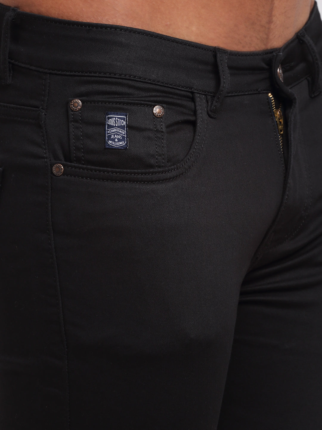 Black Denim Mid Rise Egyptian Cotton Super Stretch Butter Comfort Jeans-Slim Fit