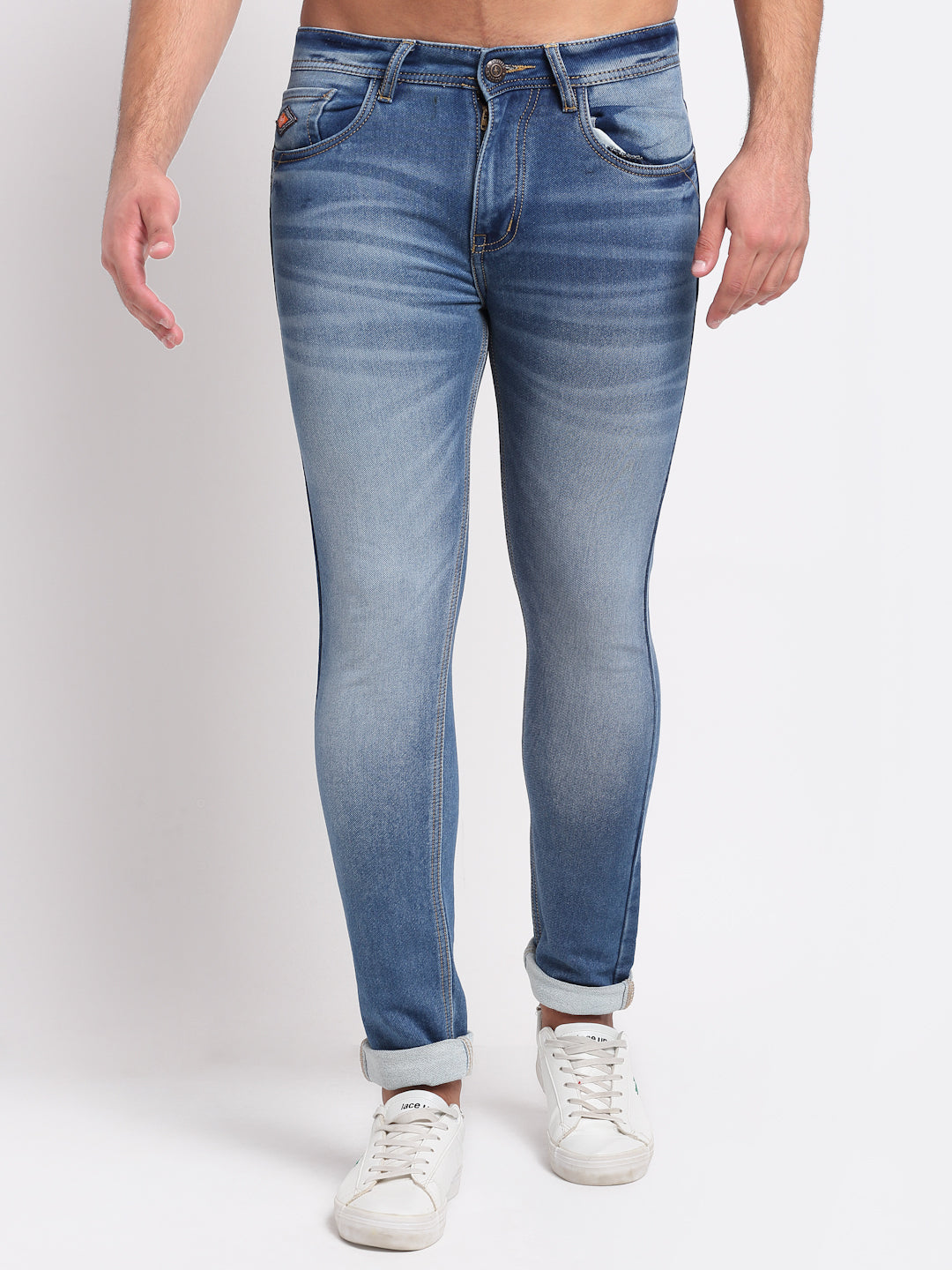 Blue Denim Mid Rise Egyptian Cotton Super Stretch Butter Comfort Jeans-Slim Fit