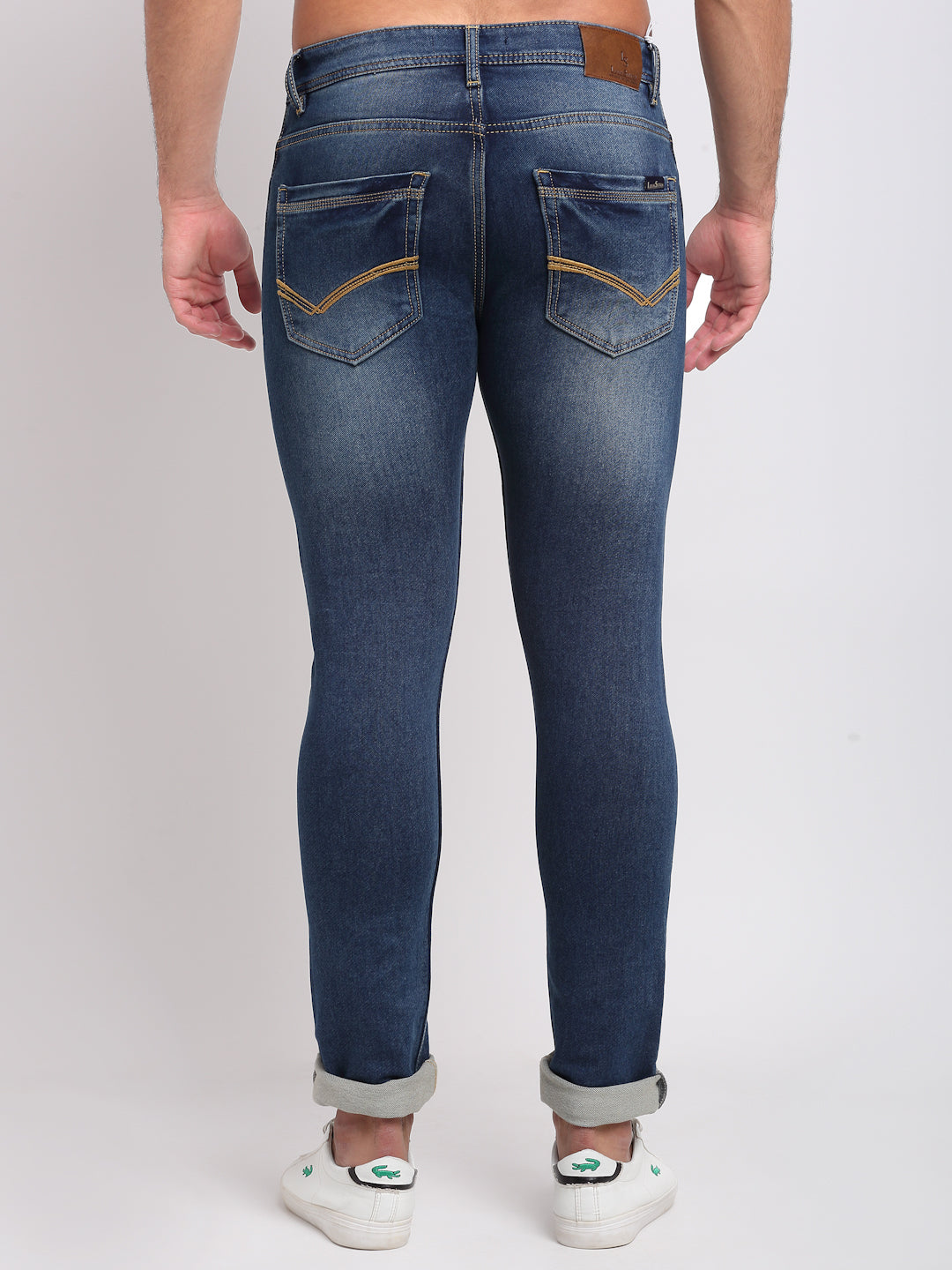 Blue Denim Mid Rise Egyptian Cotton Super Stretch Butter Comfort Jeans-Slim Fit