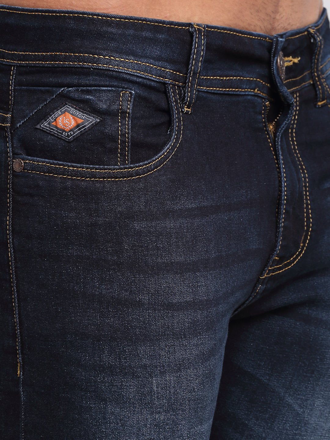 Blue Denim Mid Rise Egyptian Cotton Super Stretch Butter Comfort Jeans-Slim Fit