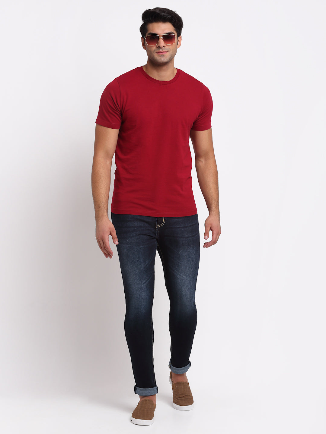 Blue Denim Mid Rise Egyptian Cotton Super Stretch Butter Comfort Jeans-Slim Fit