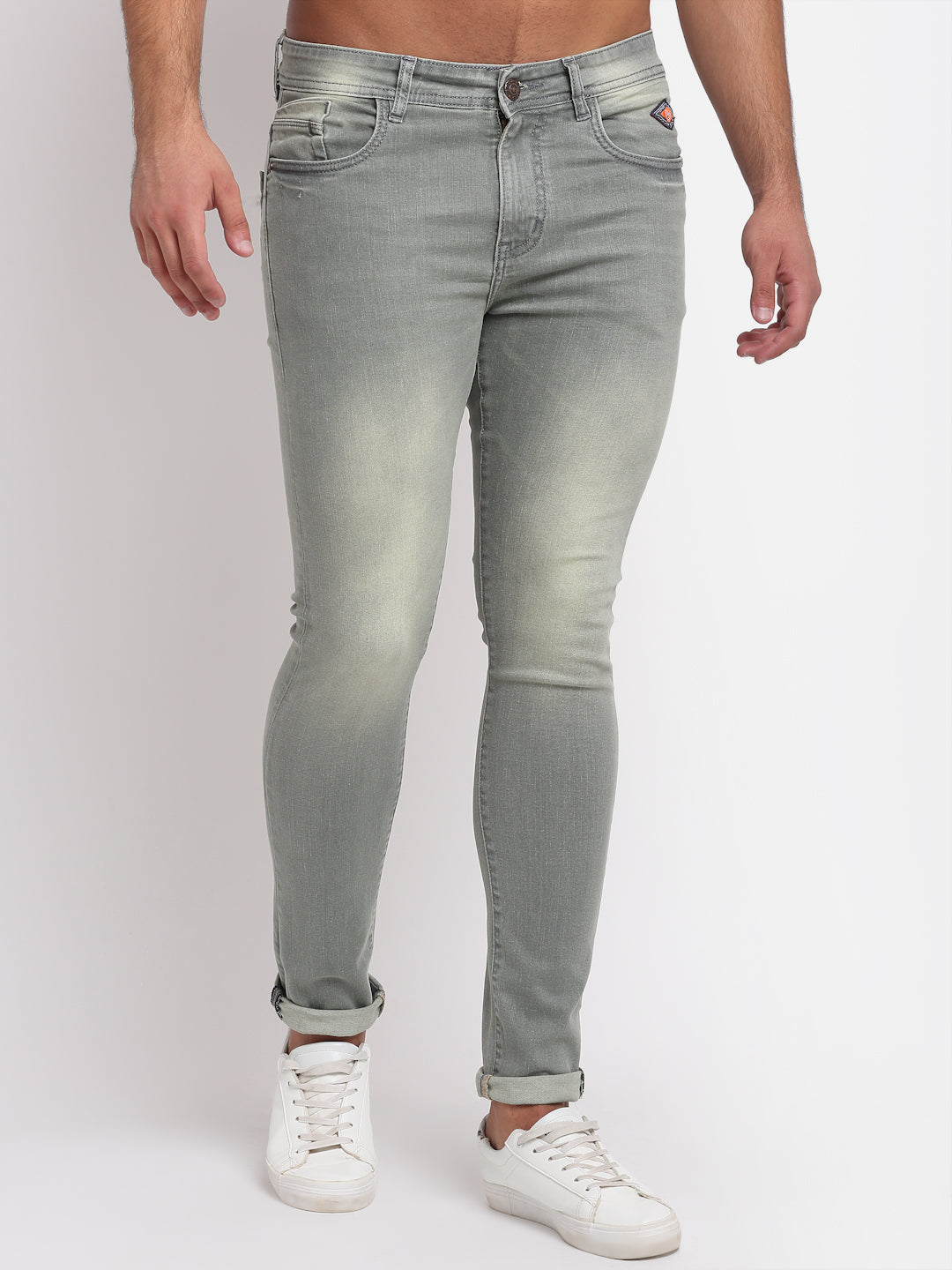 Grey Denim Mid Rise Egyptian Cotton Super Stretch Butter Comfort Jeans-Slim Fit