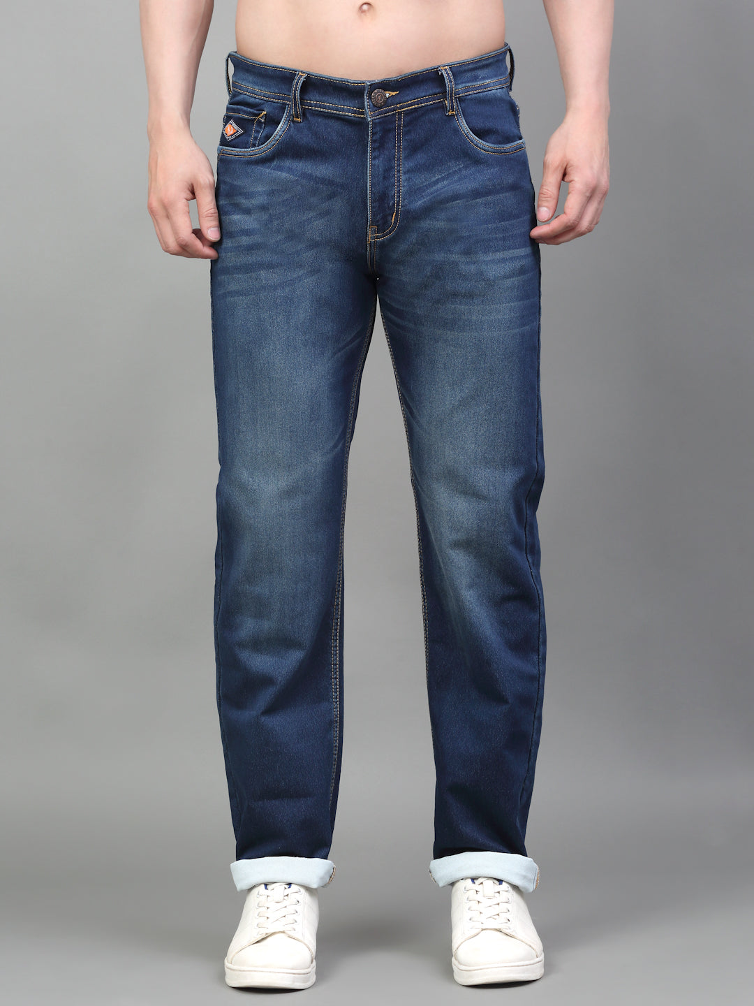 Blue Denim Mid Rise Egyptian Cotton Super Stretch Butter Comfort Jeans-Slim Fit