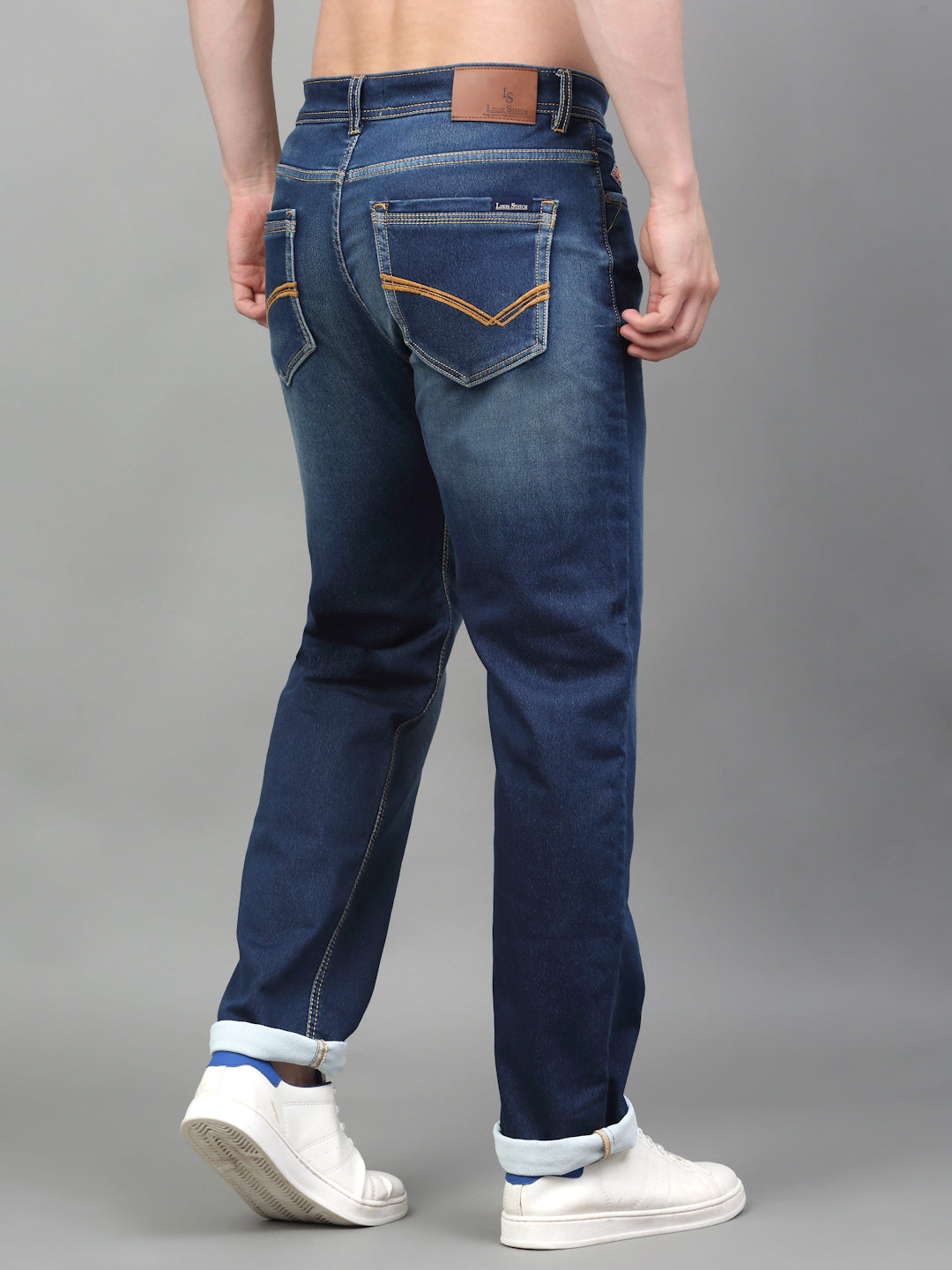 Blue Denim Mid Rise Egyptian Cotton Super Stretch Butter Comfort Jeans-Slim Fit
