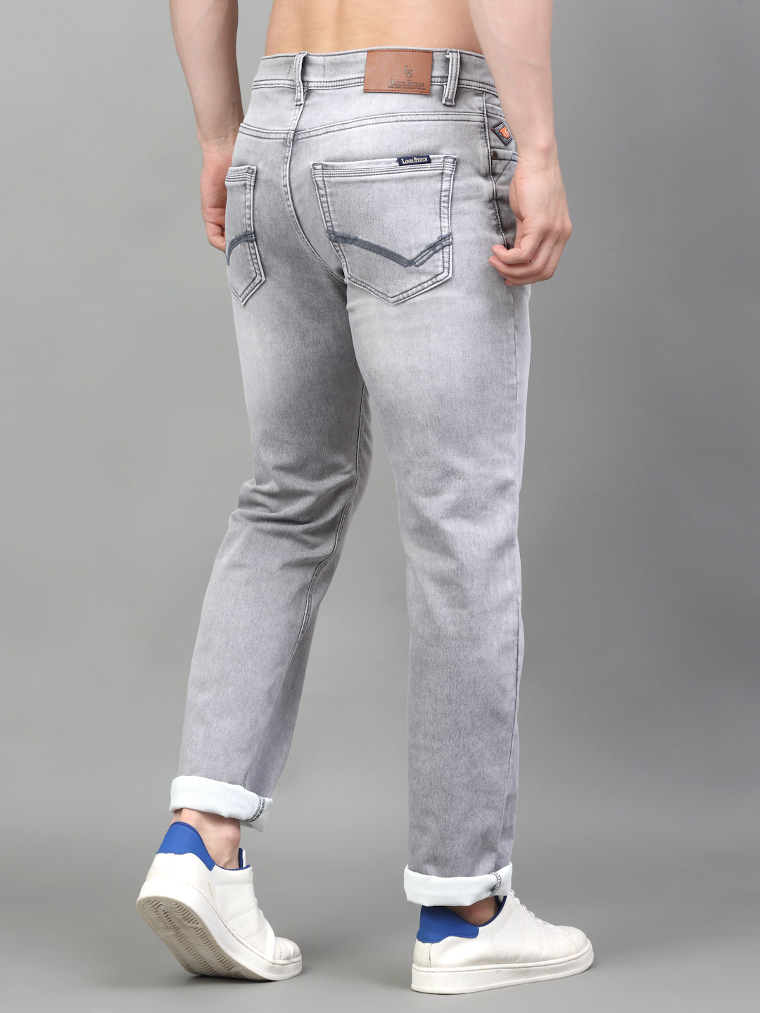 Grey Denim Mid Rise Egyptian Cotton Super Stretch Butter Comfort Jeans-Slim Fit