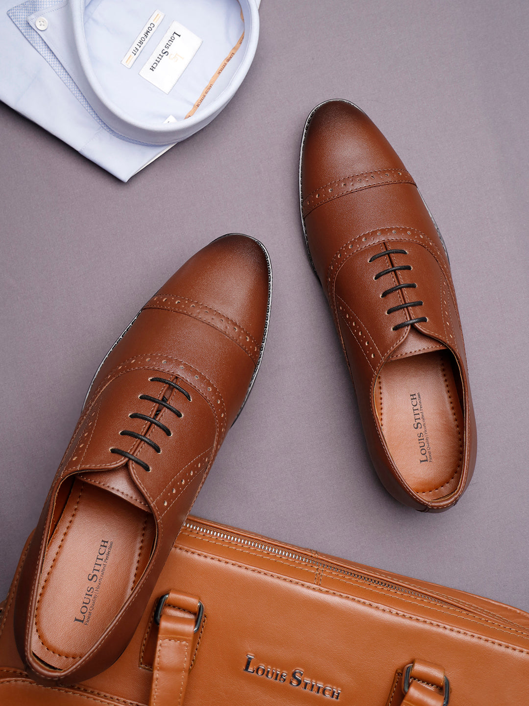 Tan Oxford Style Comfortable Formal Laceup Shoes