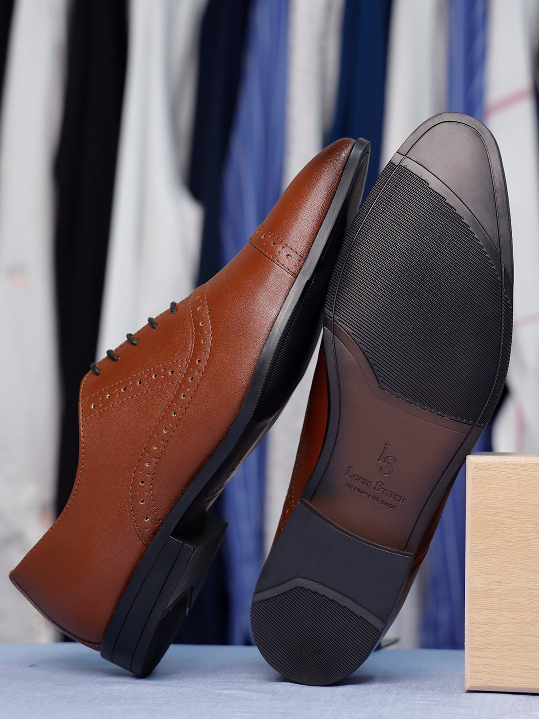 Tan Oxford Style Comfortable Formal Laceup Shoes