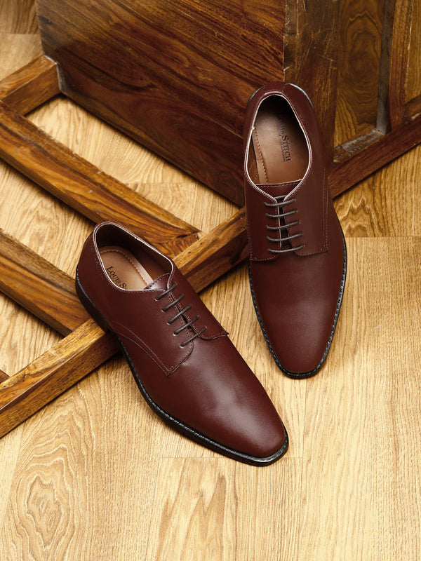 Italian Leather Derby Rosewood Shoes for Men
