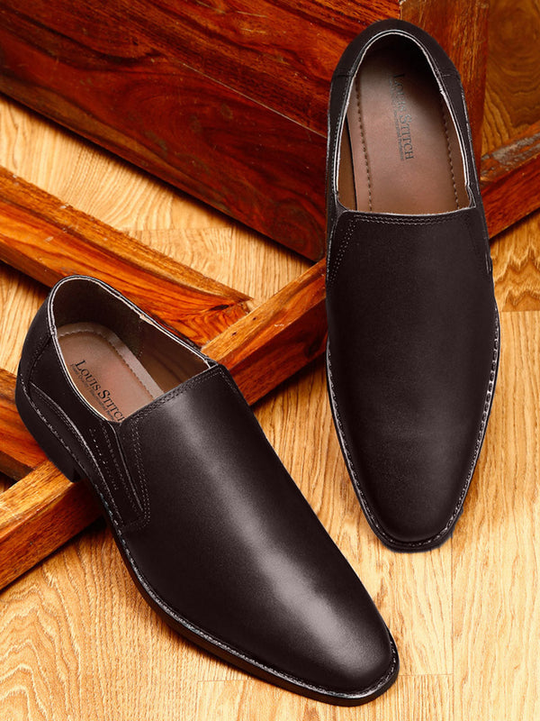 Handmade Italian Leather Formal Slipons Brunette Brown Shoes for Men