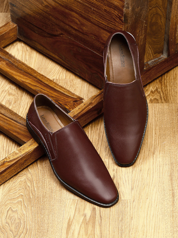 Handmade Italian Leather Formal Slipons Rosewood Shoes for Men