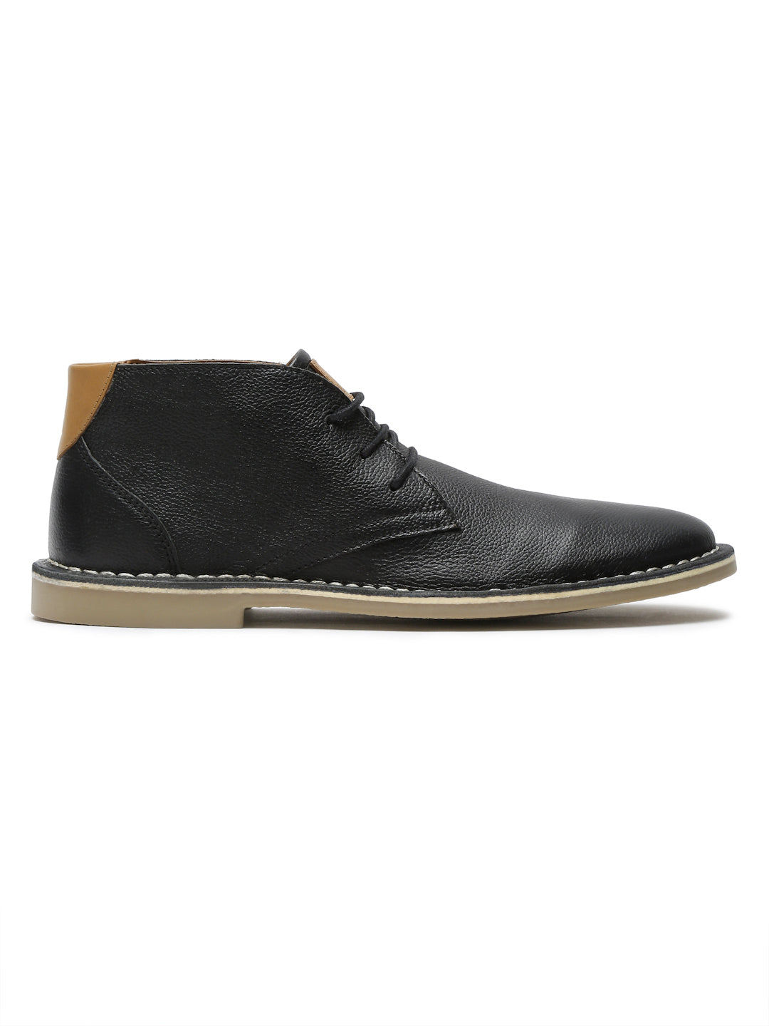 Jet Black Italian Leather British Stitch Down Chukka Boots