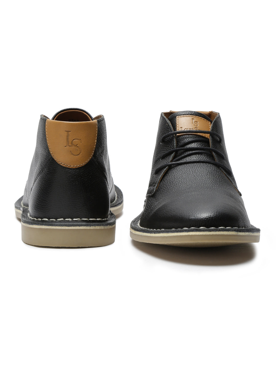 Jet Black Italian Leather British Stitch Down Chukka Boots