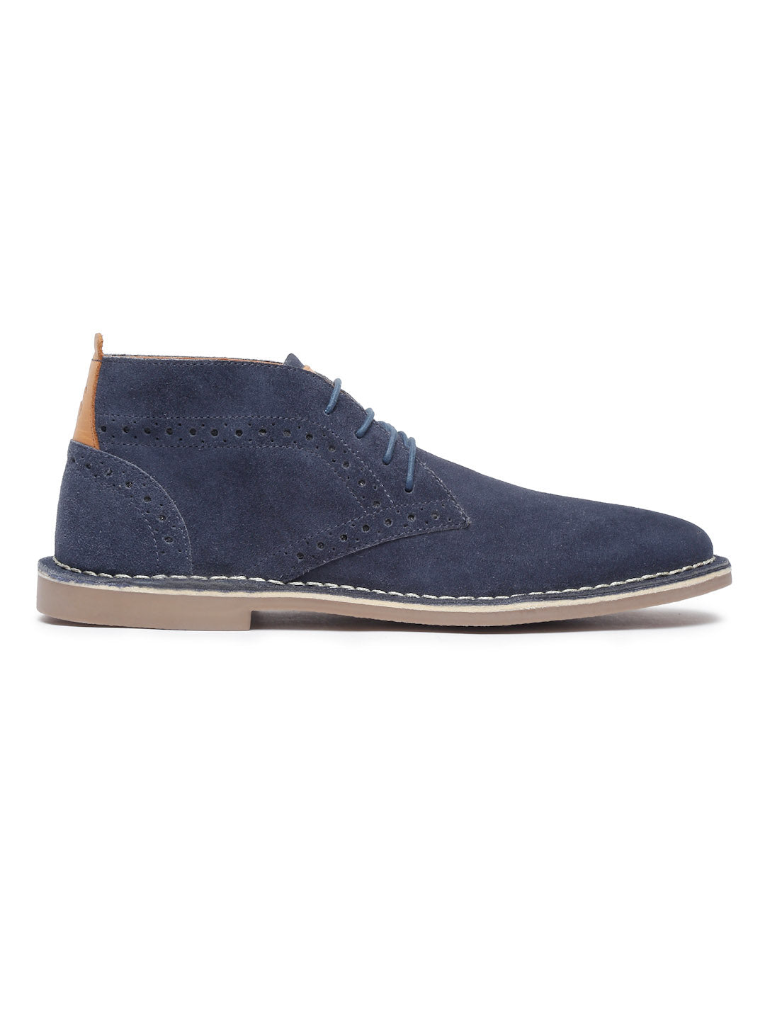 Federal Blue Italian Suede Leather British Stitch Down Brogue Chukka Boots