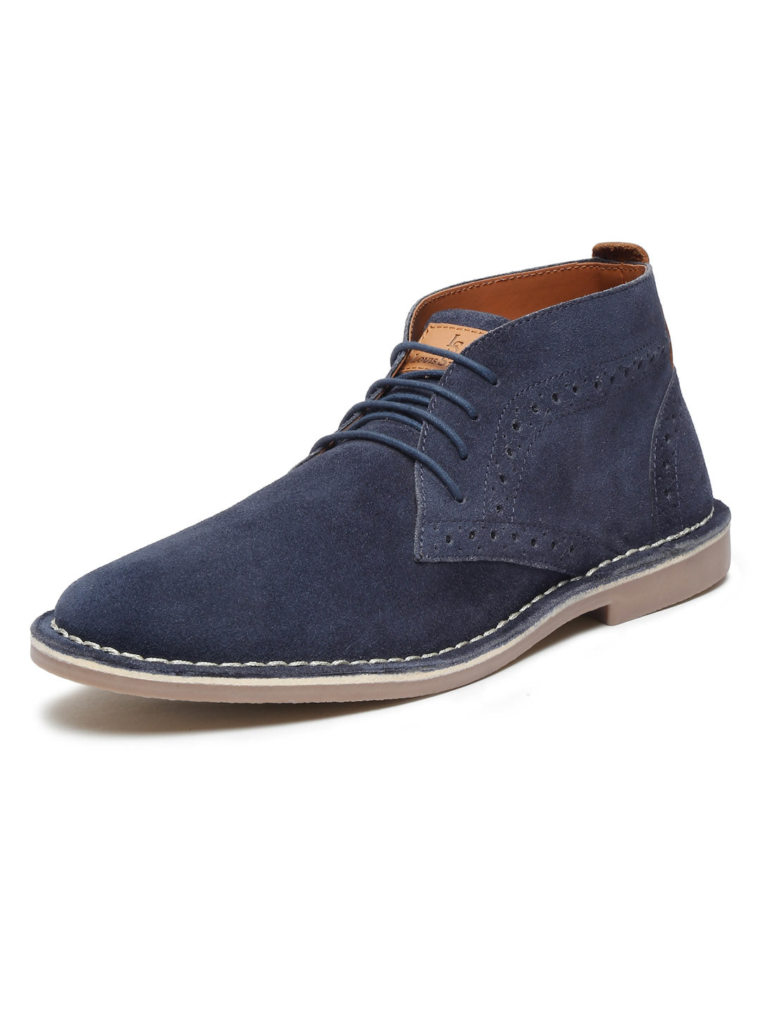 Federal Blue Italian Suede Leather British Stitch Down Brogue Chukka Boots