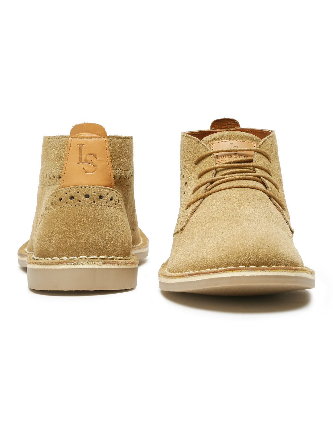 Oyester Cream Italian Suede Leather British Stitch Down Brogue Chukka Boots