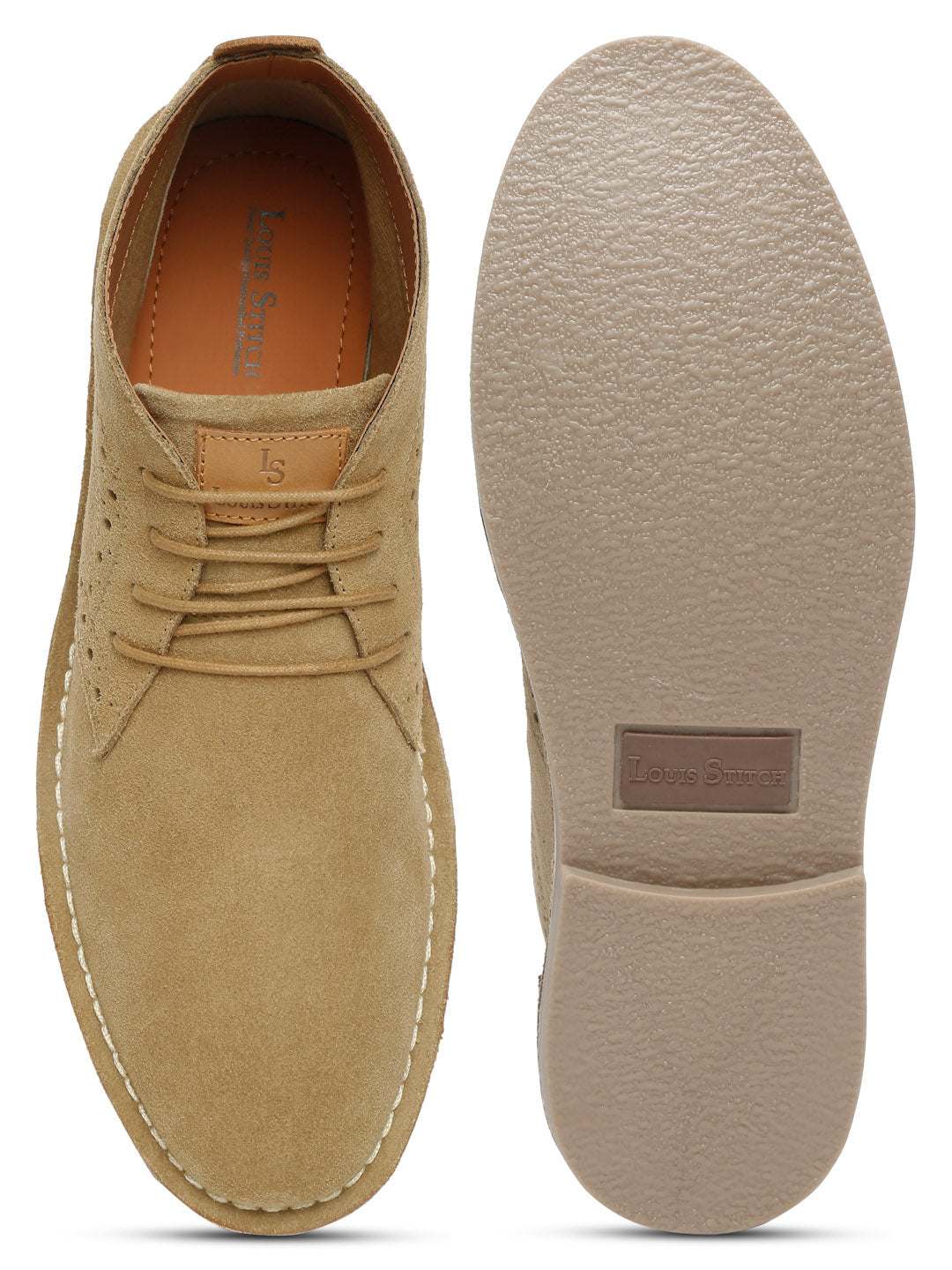 Oyester Cream Italian Suede Leather British Stitch Down Brogue Chukka Boots