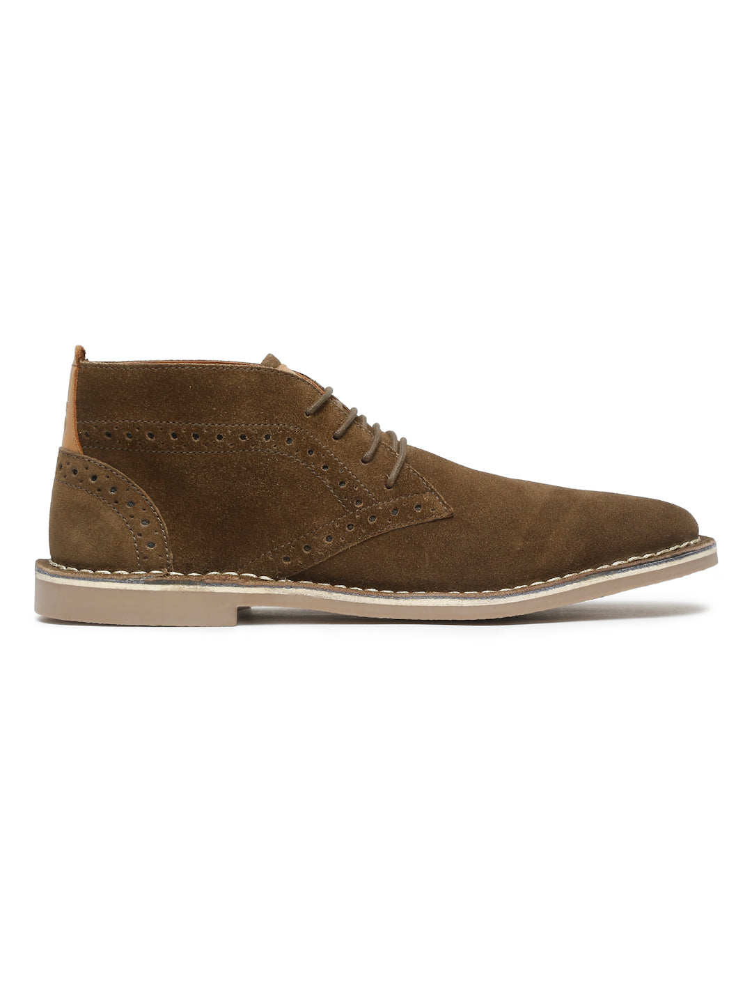 Olive Green Italian Suede Leather British Stitch Down Brogue Chukka Boots