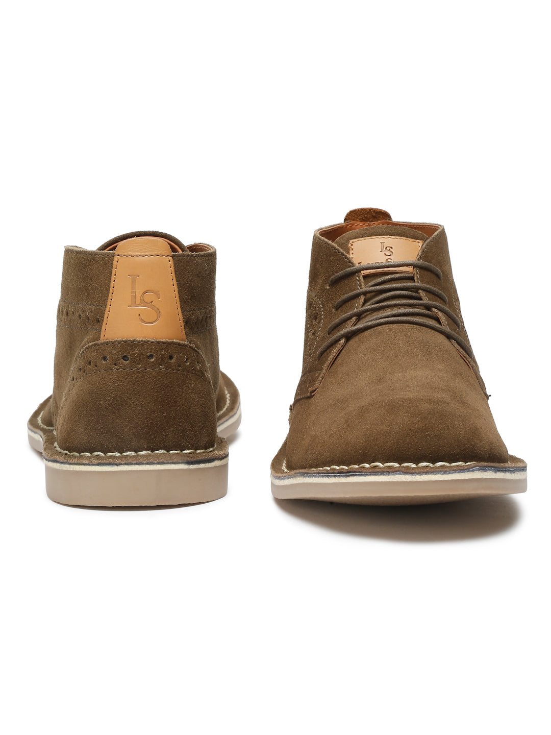 Olive Green Italian Suede Leather British Stitch Down Brogue Chukka Boots