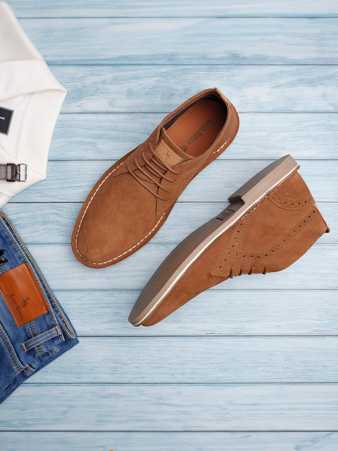 Cider Tan Italian Suede Leather British Stitch Down Brogue Chukka Boots