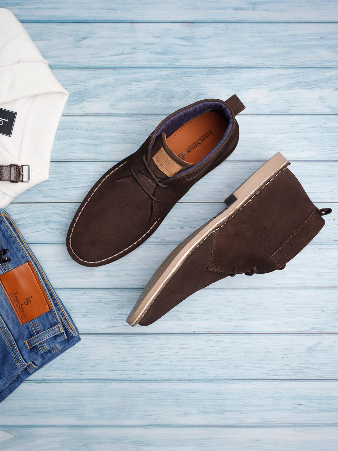 Bistre Brown Italian Suede Leather British Stitch Down Chukka Boots