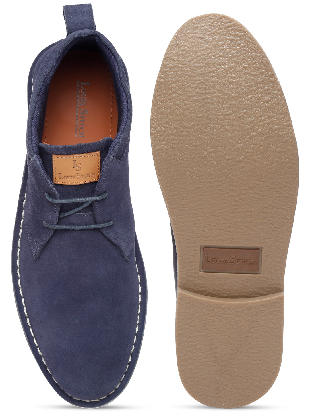 Federal Blue Italian Suede Leather British Stitch Down Chukka Boots