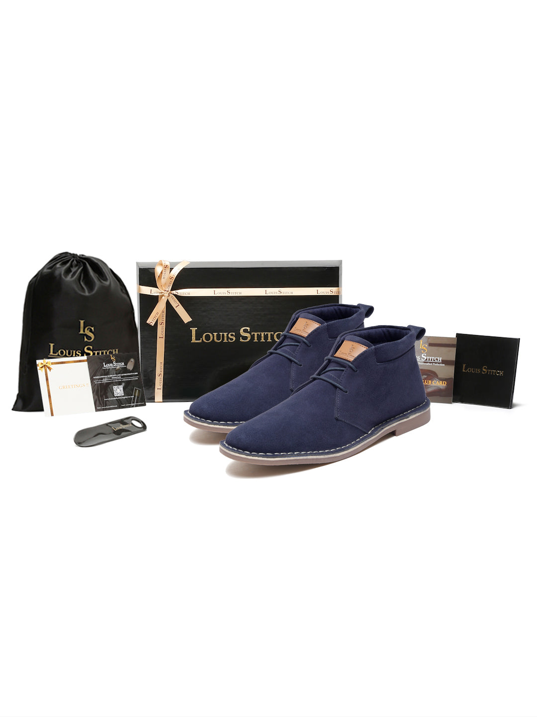 Federal Blue Italian Suede Leather British Stitch Down Chukka Boots