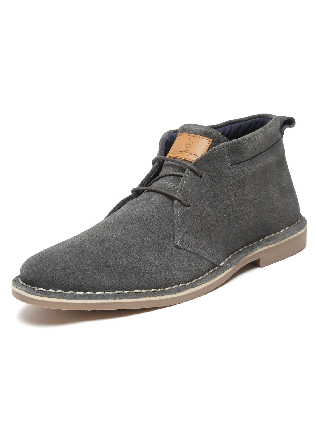 Ash Grey Italian Suede Leather British Stitch Down Chukka Boots