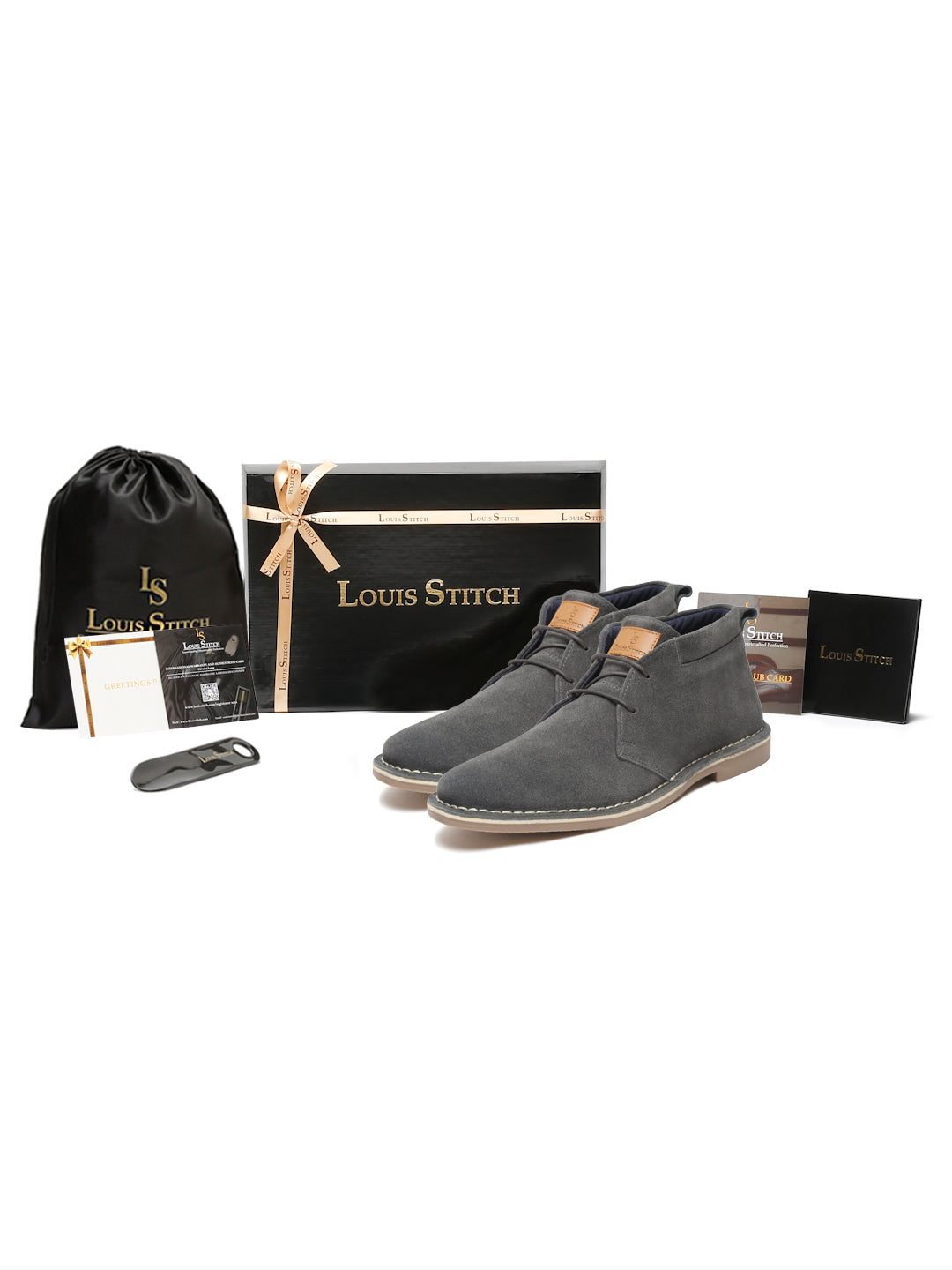 Ash Grey Italian Suede Leather British Stitch Down Chukka Boots