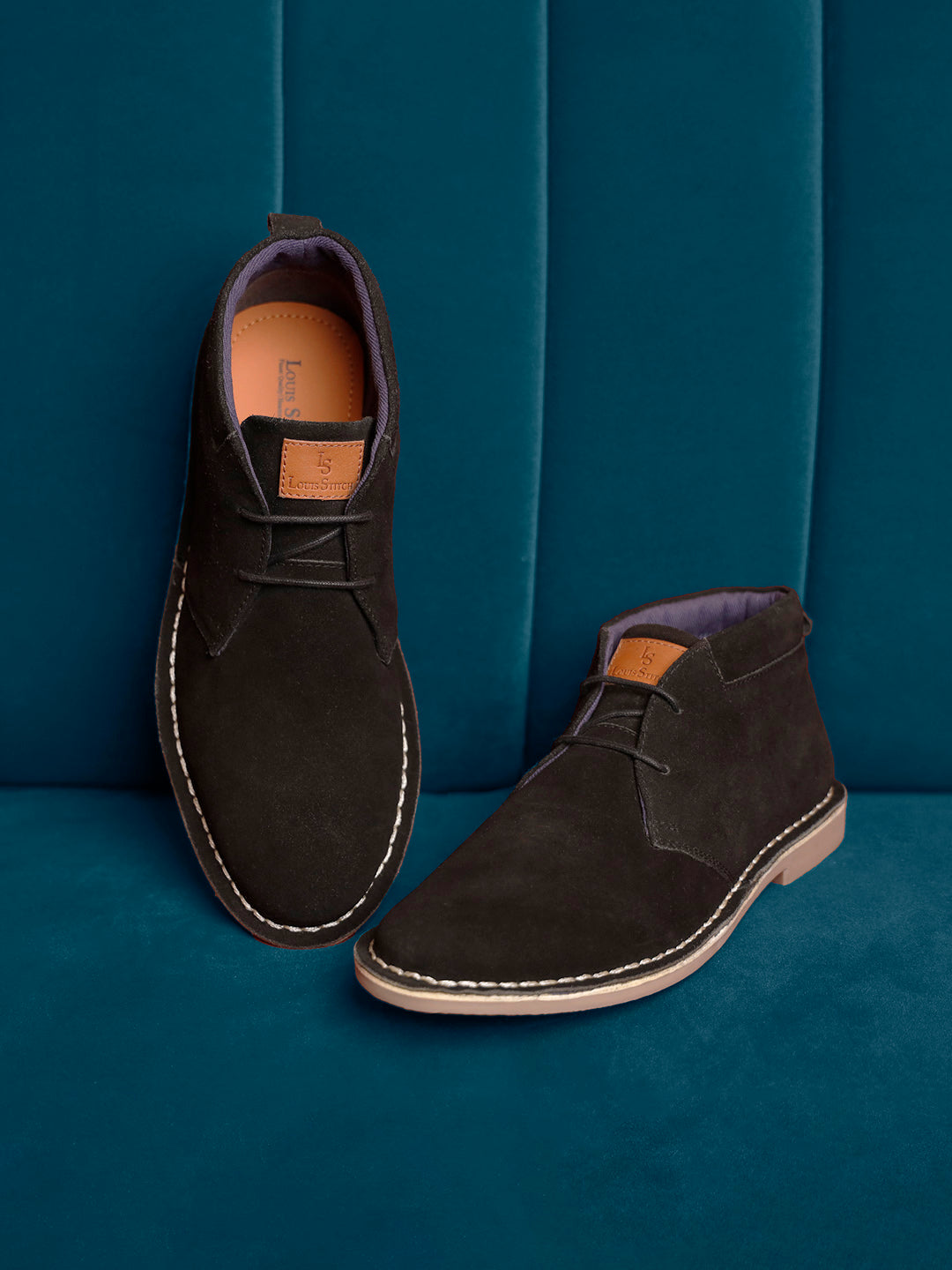 Obsidian Black Italian Suede Leather British Stitch Down Chukka Boots