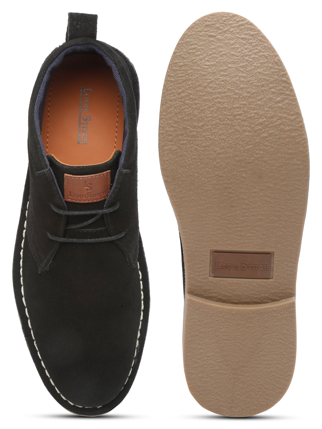 Obsidian Black Italian Suede Leather British Stitch Down Chukka Boots