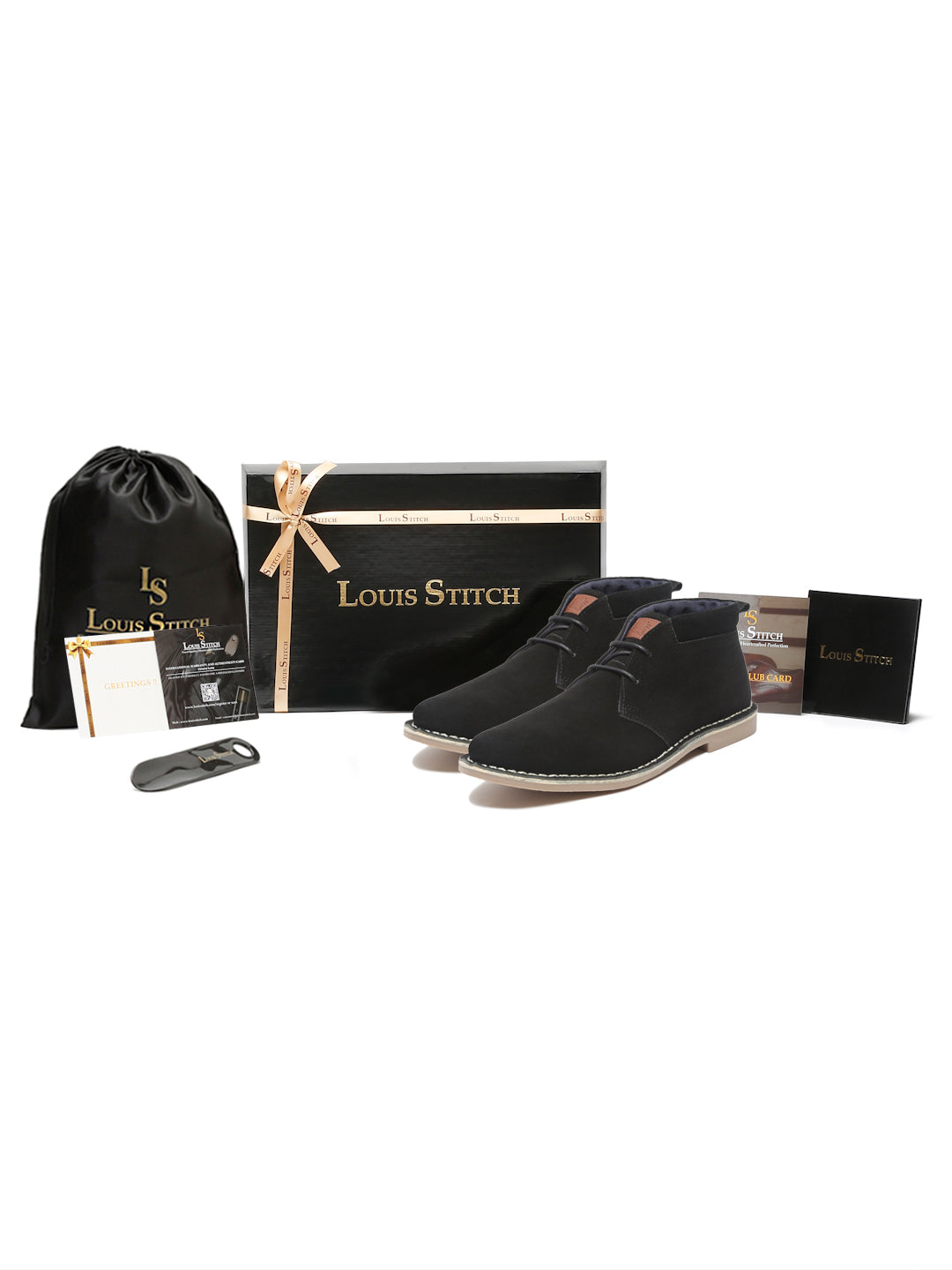 Obsidian Black Italian Suede Leather British Stitch Down Chukka Boots