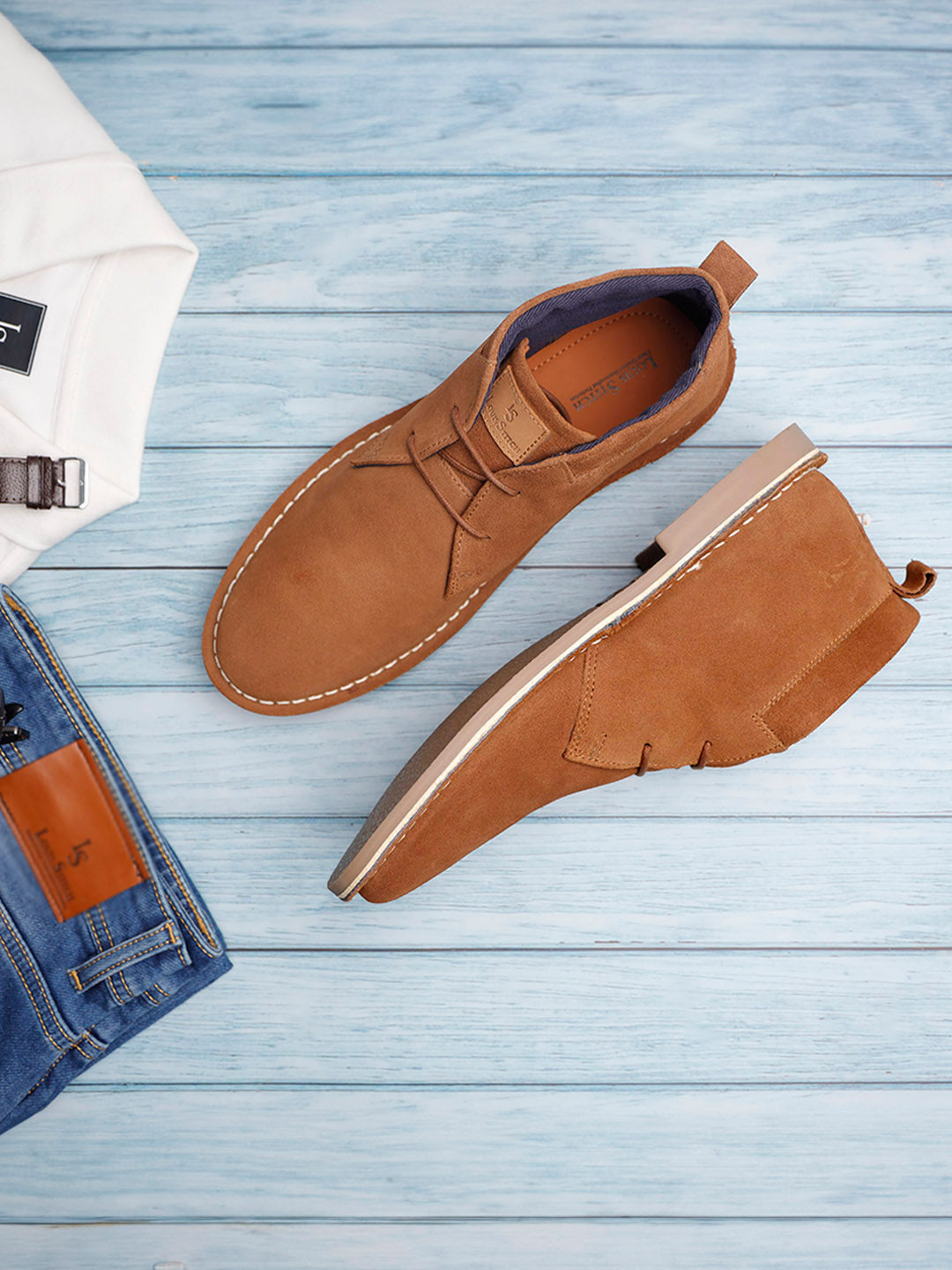 Cider Tan Italian Suede Leather British Stitch Down Chukka Boots