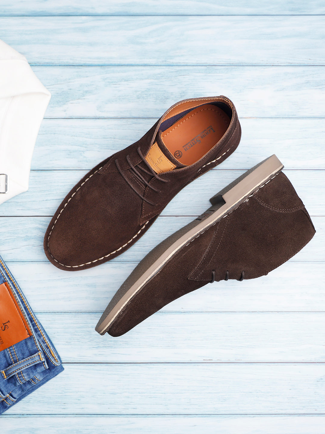 Bistre Brown Italian Suede Leather British Stitch Down Chukka Boots