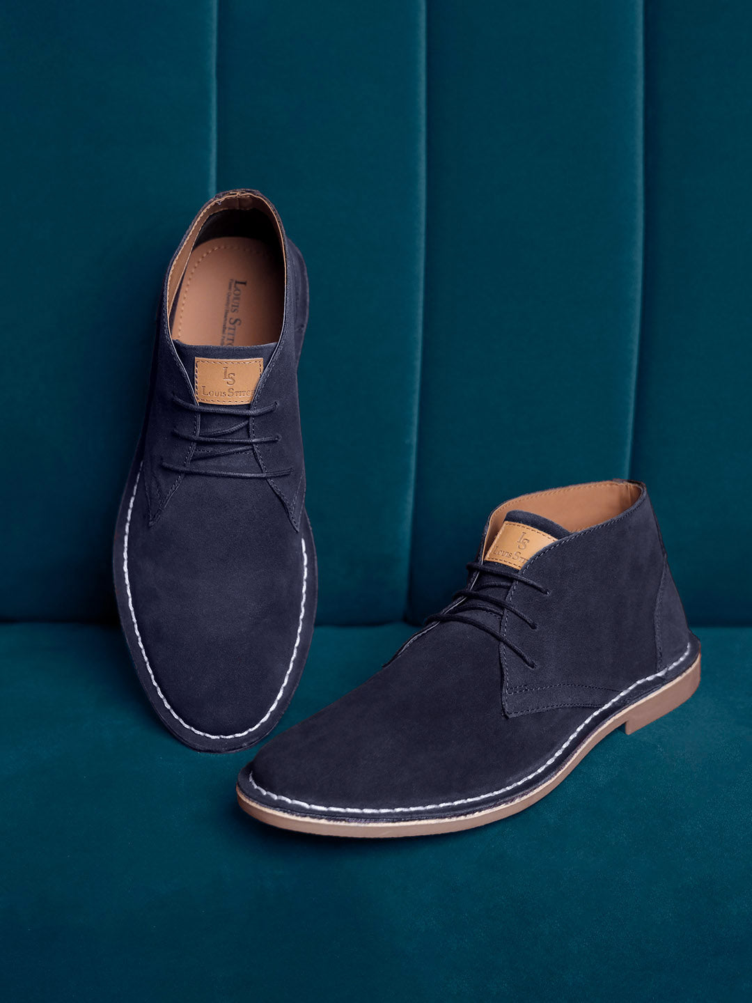 Federal Blue Italian Suede Leather British Stitch Down Chukka Boots