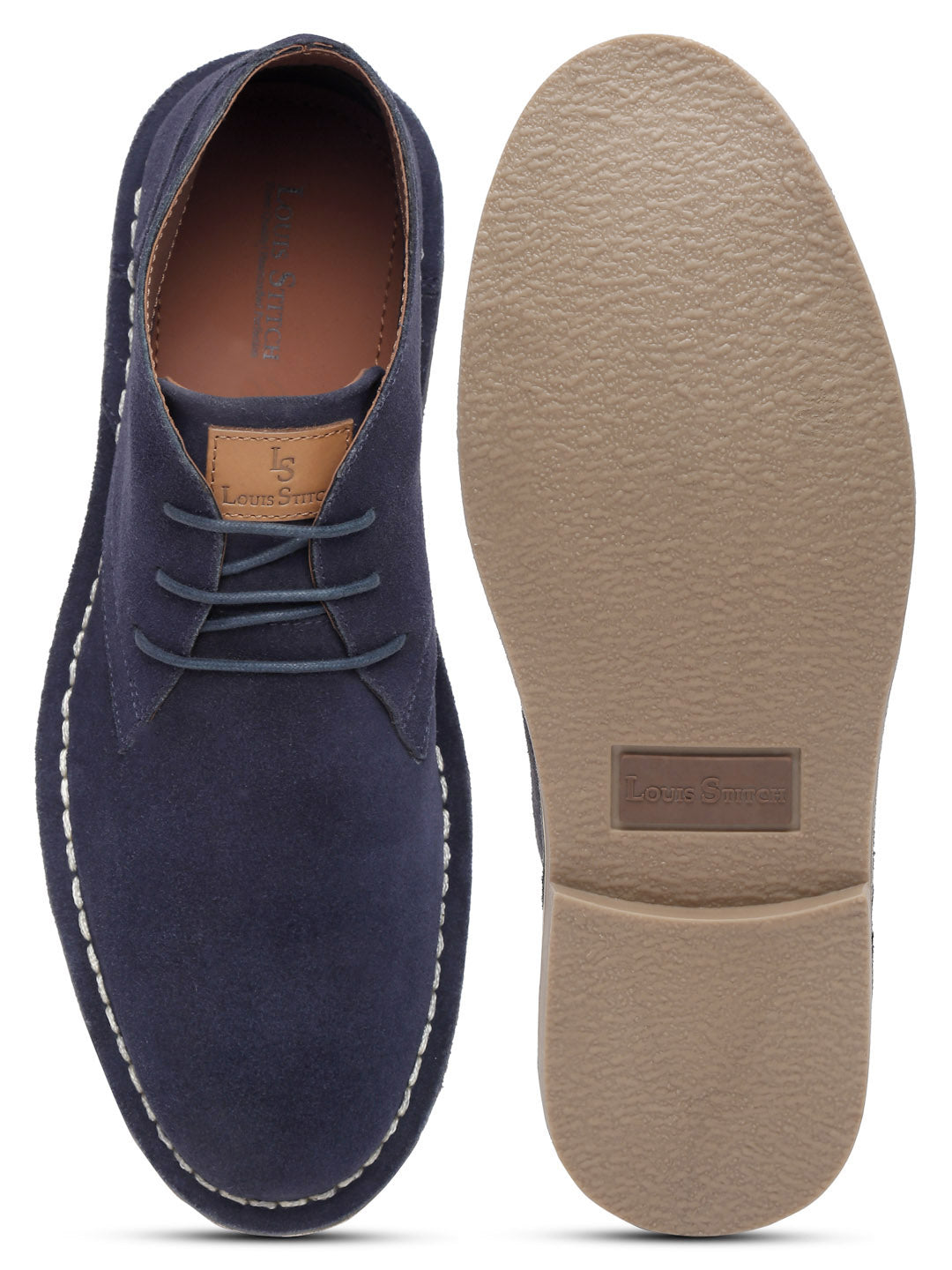 Federal Blue Italian Suede Leather British Stitch Down Chukka Boots