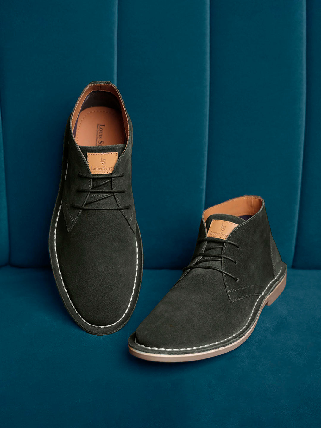 Moss Green Italian Suede Leather British Stitch Down Chukka Boots