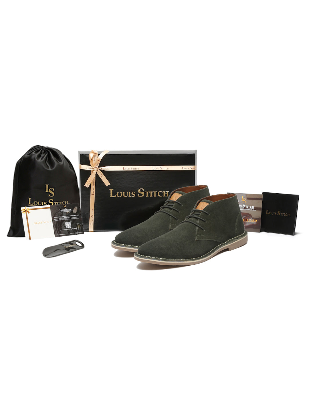 Moss Green Italian Suede Leather British Stitch Down Chukka Boots