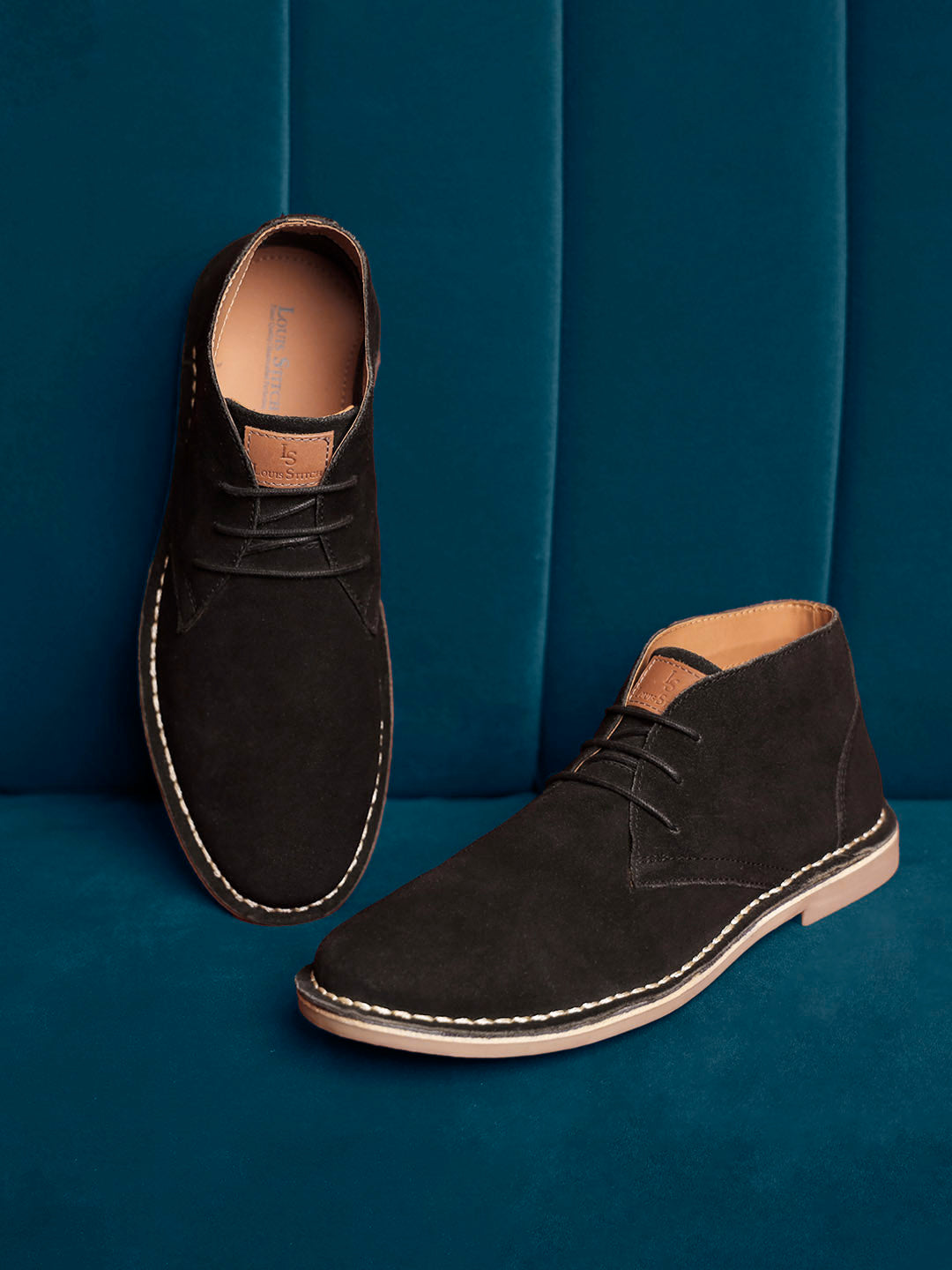 Obsidian Black Italian Suede Leather British Stitch Down Chukka Boots