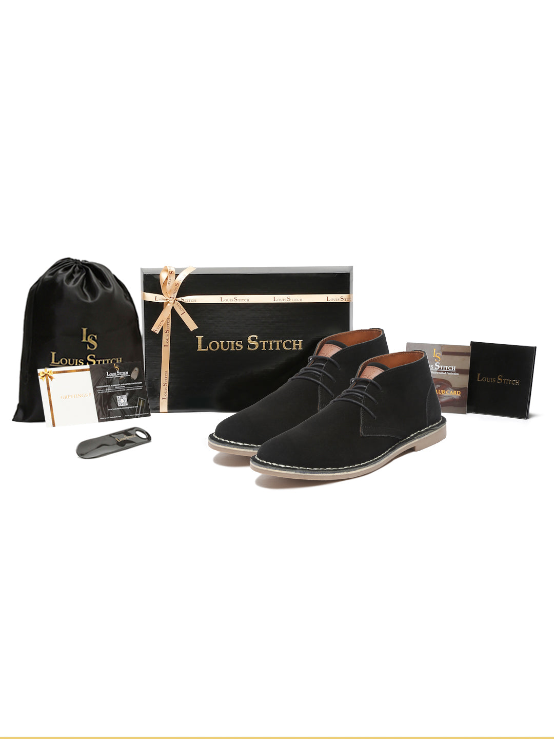 Obsidian Black Italian Suede Leather British Stitch Down Chukka Boots