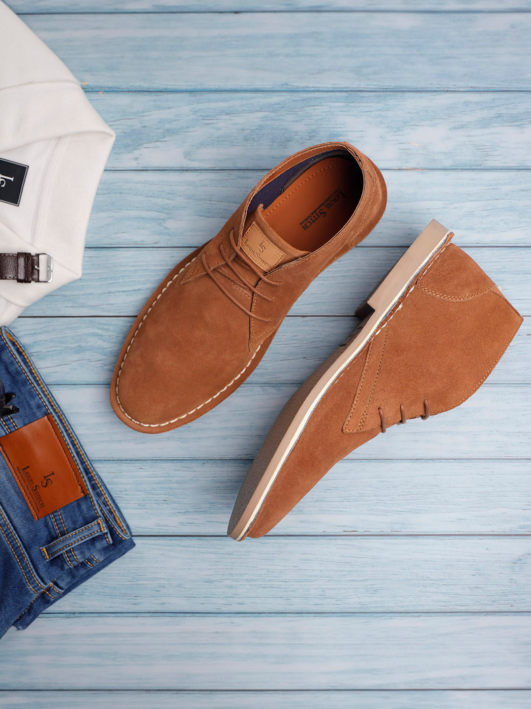 Cider Tan Italian Suede Leather British Stitch Down Chukka Boots