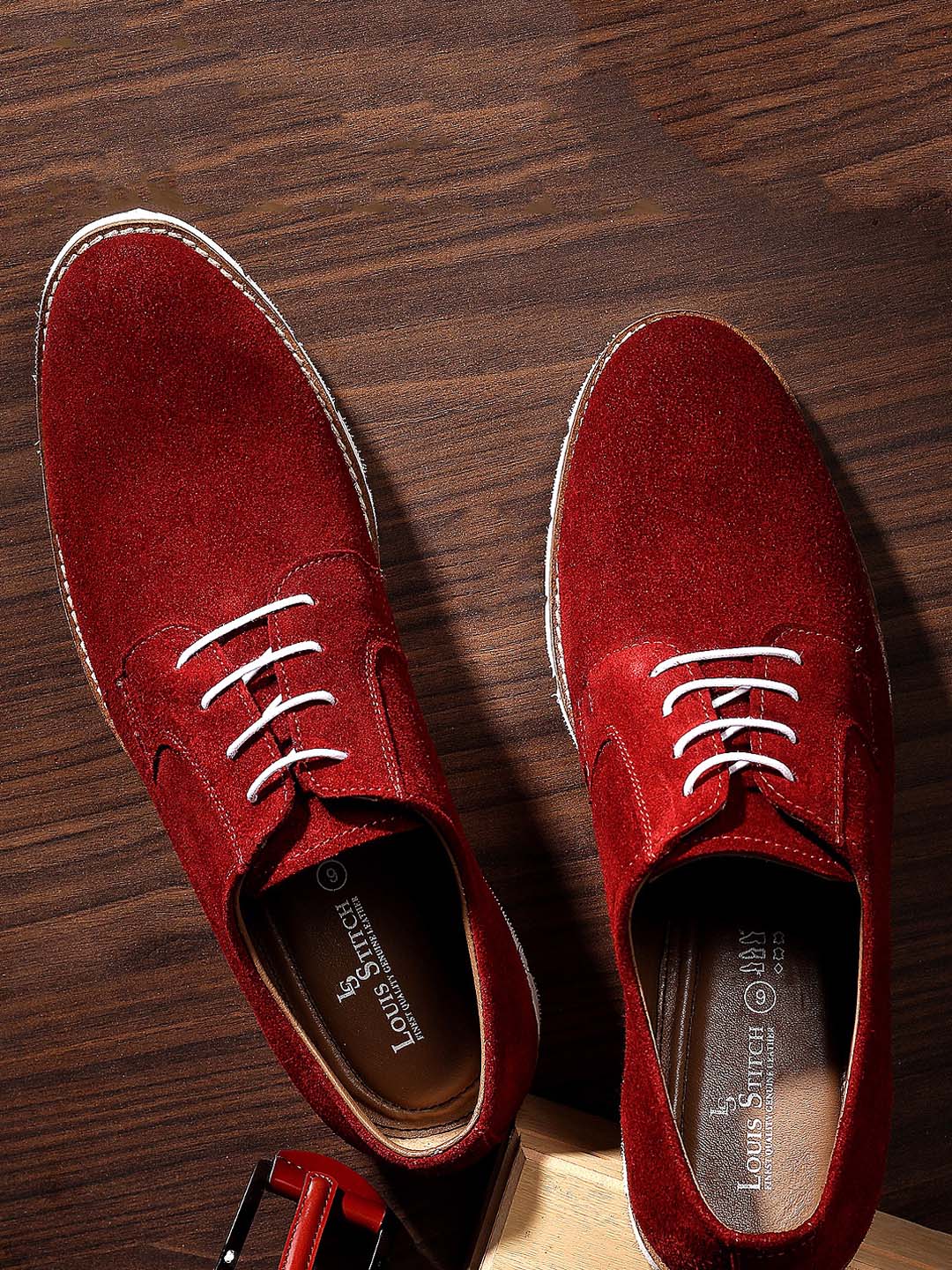 Ferrari Red Handmade Premium Italian Leather Suede Casuals EVA Sole