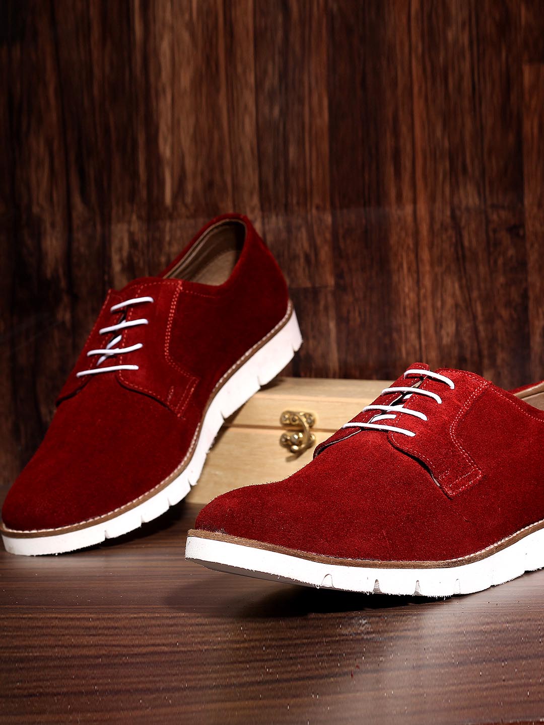 Ferrari Red Handmade Premium Italian Leather Suede Casuals EVA Sole
