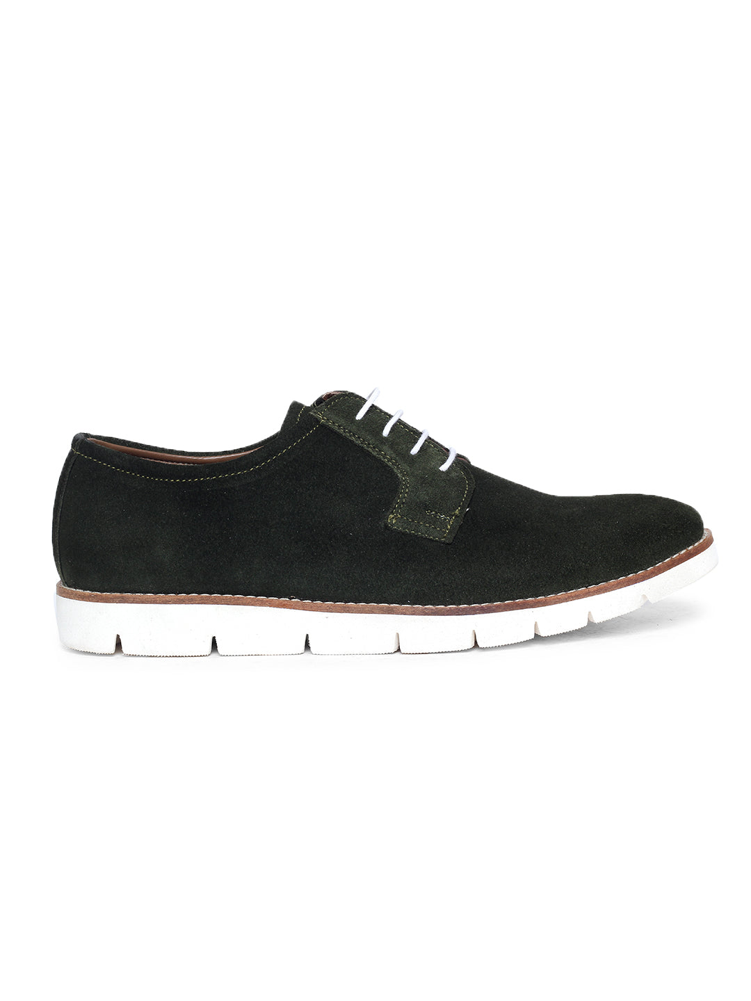 Seaweed Green Handmade Premium Italian Leather Suede Casuals EVA Sole