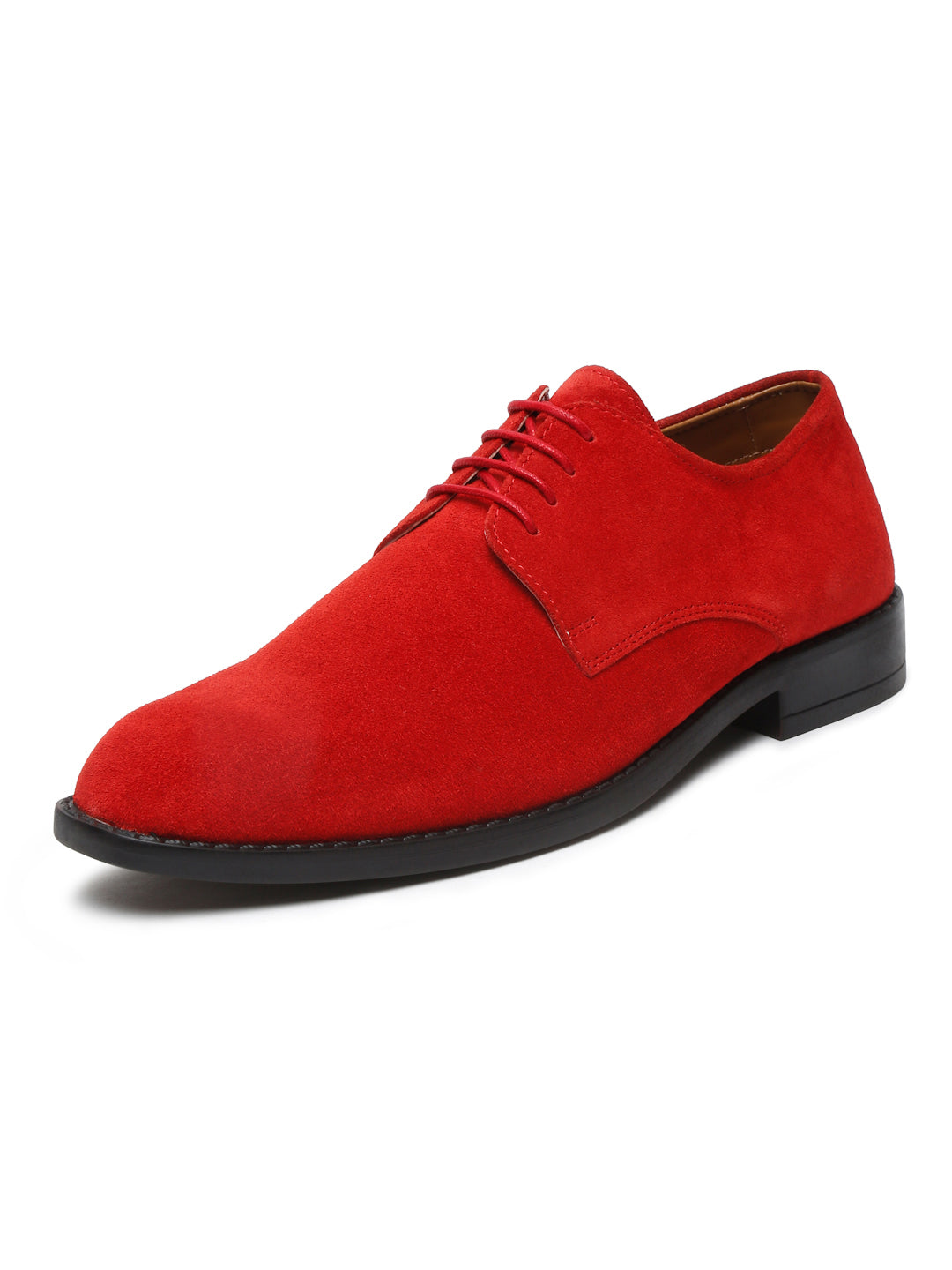 Crimson Red Italian Suede Leather British Style Handcrafted Casual Shoe