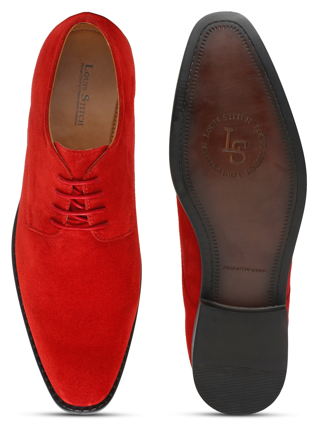 Crimson Red Italian Suede Leather British Style Handcrafted Casual Shoe