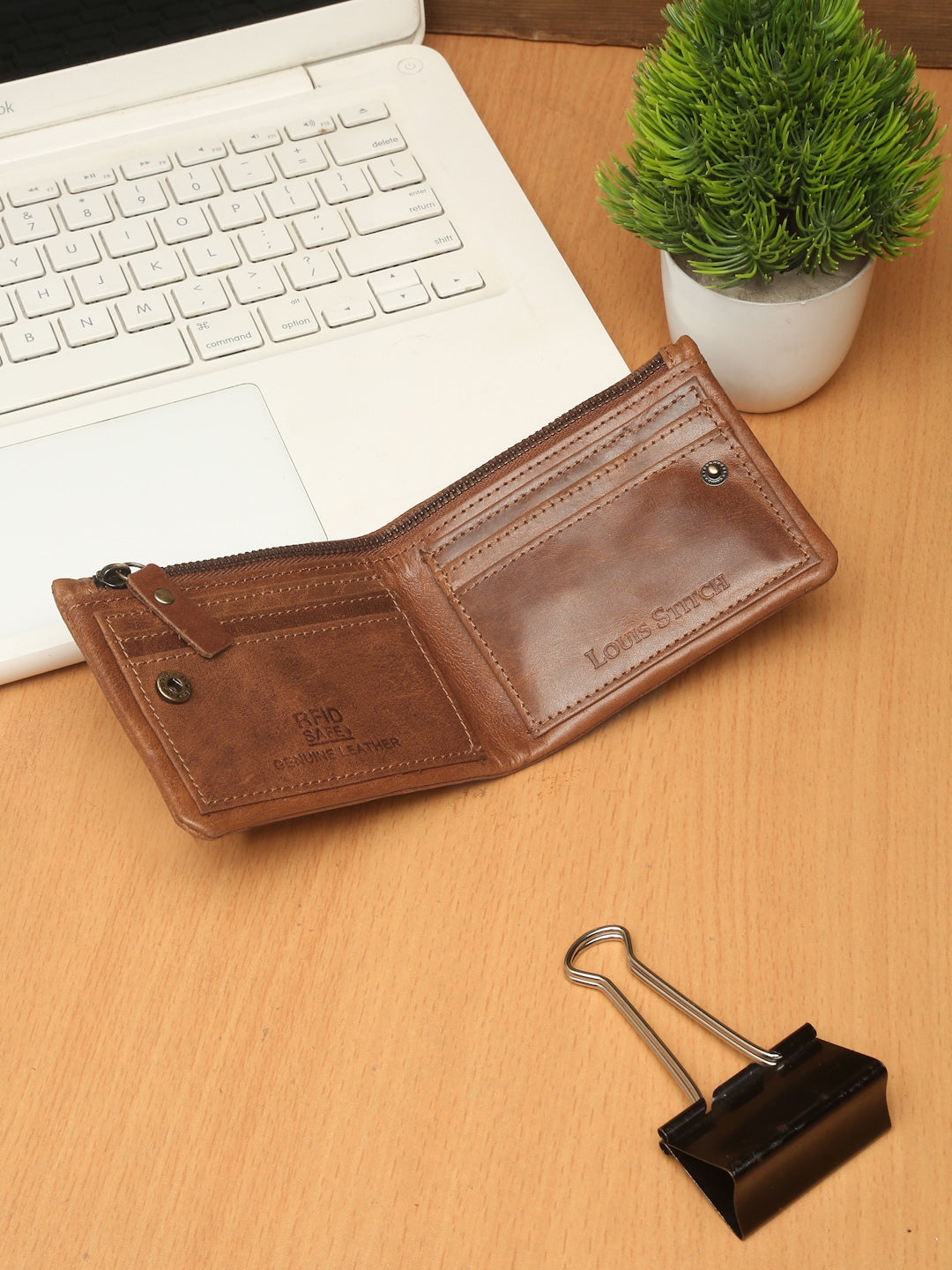 British Tan Wallet RFID Blocking Italian Leather